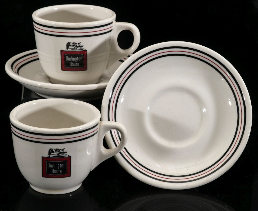 BURLINGTON ROUTE CUP/SAUCER SETS WITH ZEPHYR LOGO