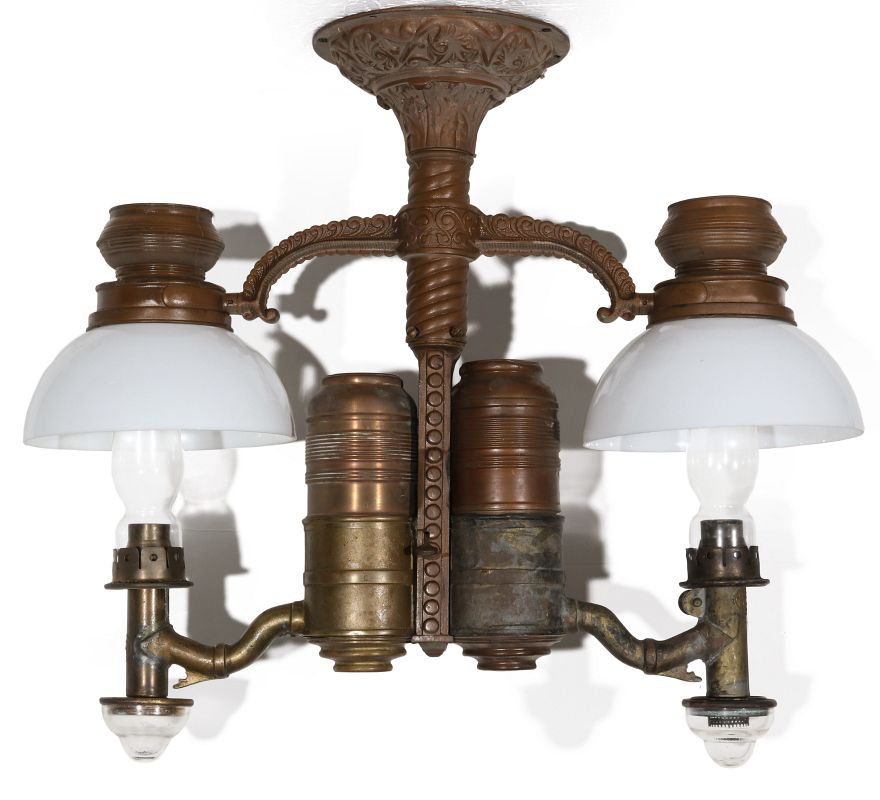 AN ADLAKE ACME BURNER RAILROAD CHANDELIER NO. 121