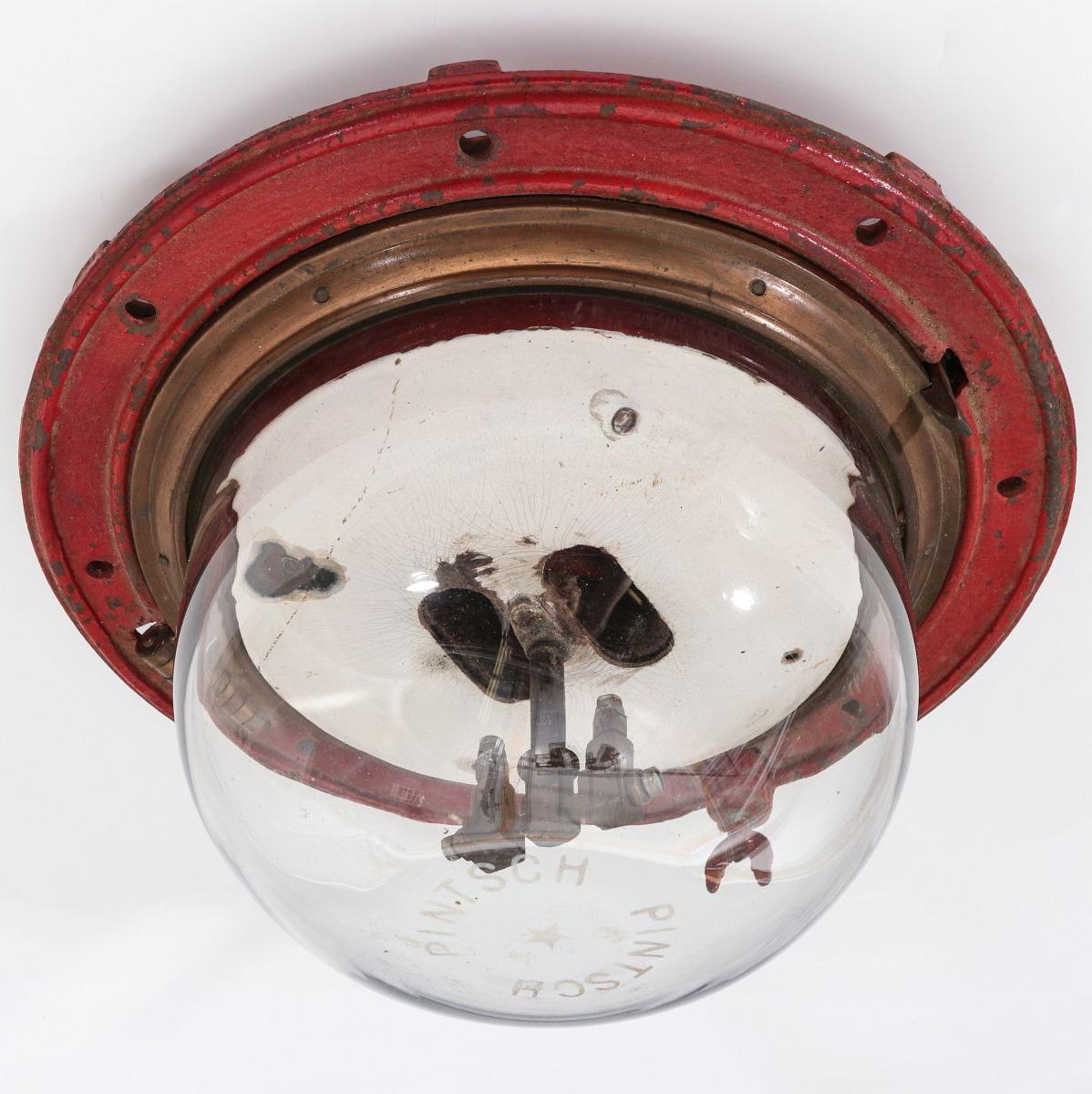 A PINTSCH ACETYLENE GAS CEILING FIXTURE FOR RAIL