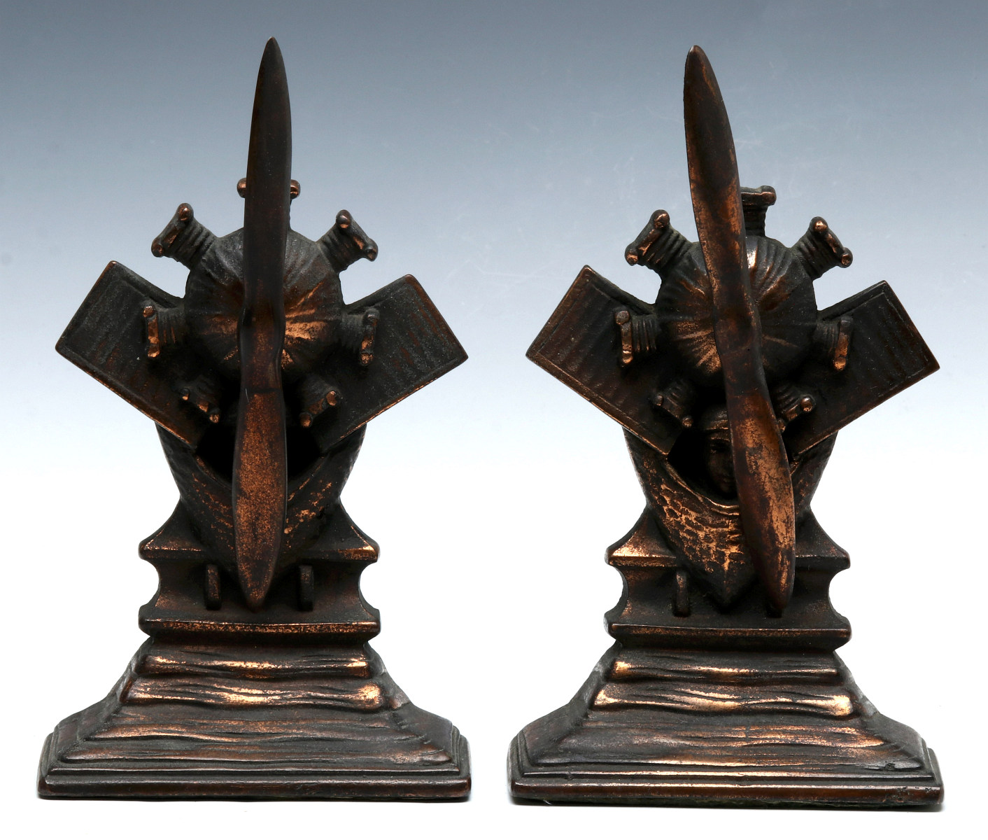 RARE CHARLES LINDBERGH AIRCRAFT ENGINE BOOKENDS