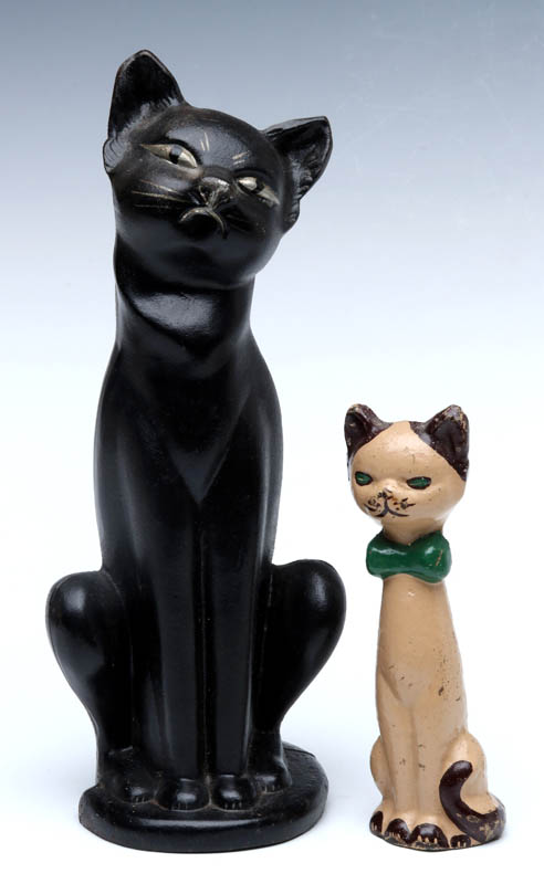 A HUBLEY BLACK CAT DOORSTOP NO. 462, PLUS ANOTHER