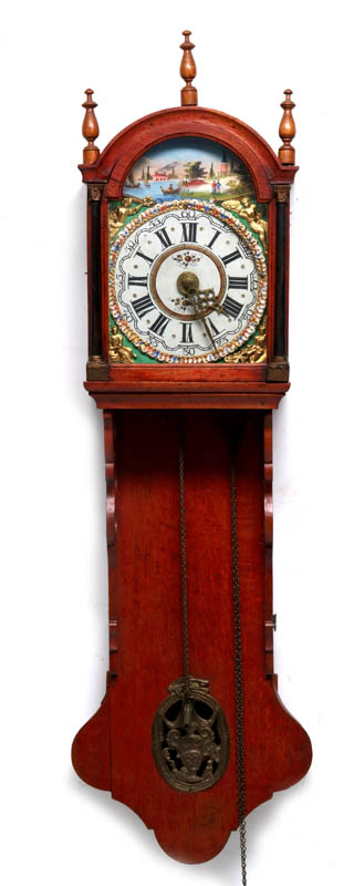 A LARGE DUTCH FRIESIAN-TYPE CLOCK W/ELABORATE DIAL