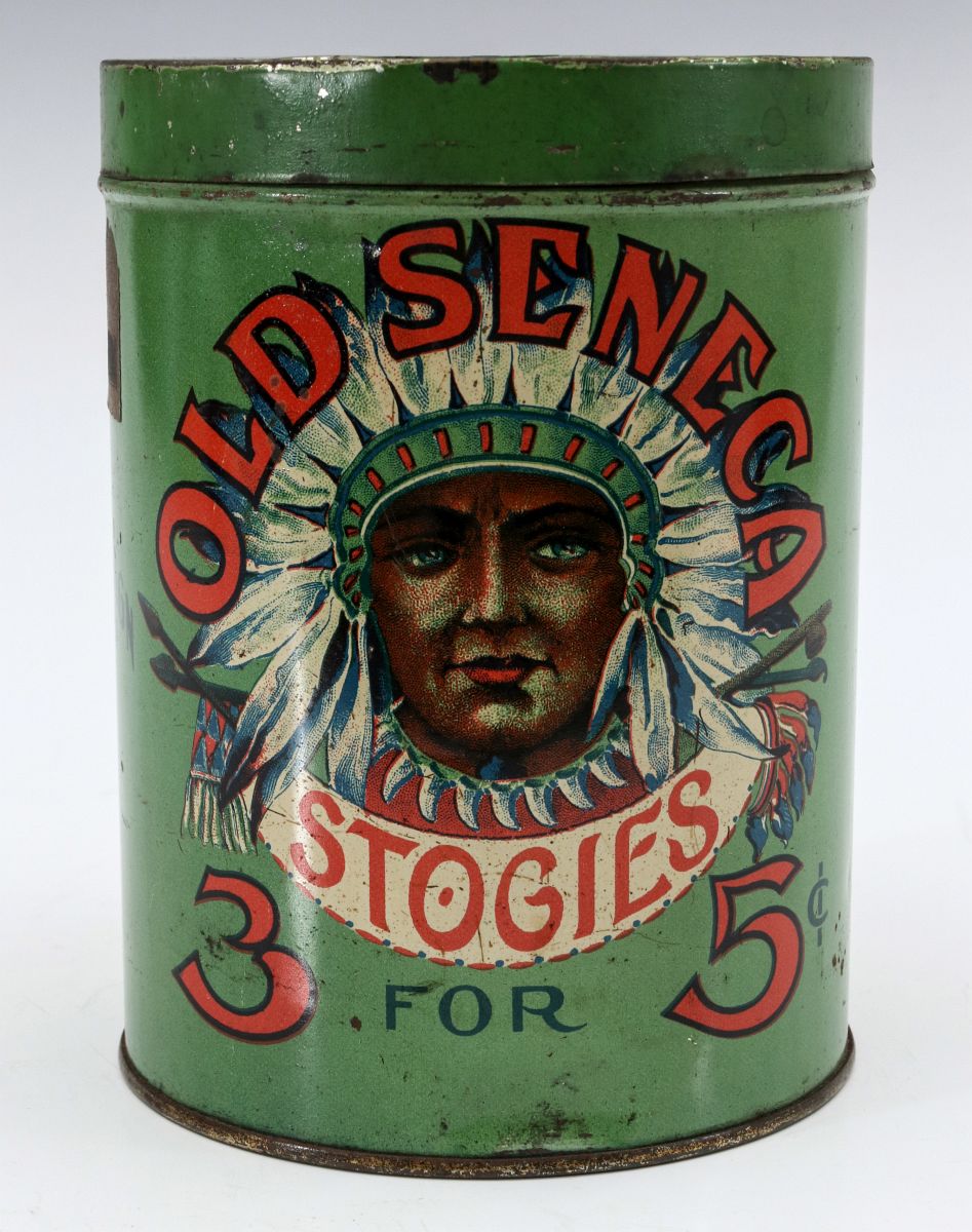 AN 'OLD SENECA STOGIES' BRAND CIGAR TIN