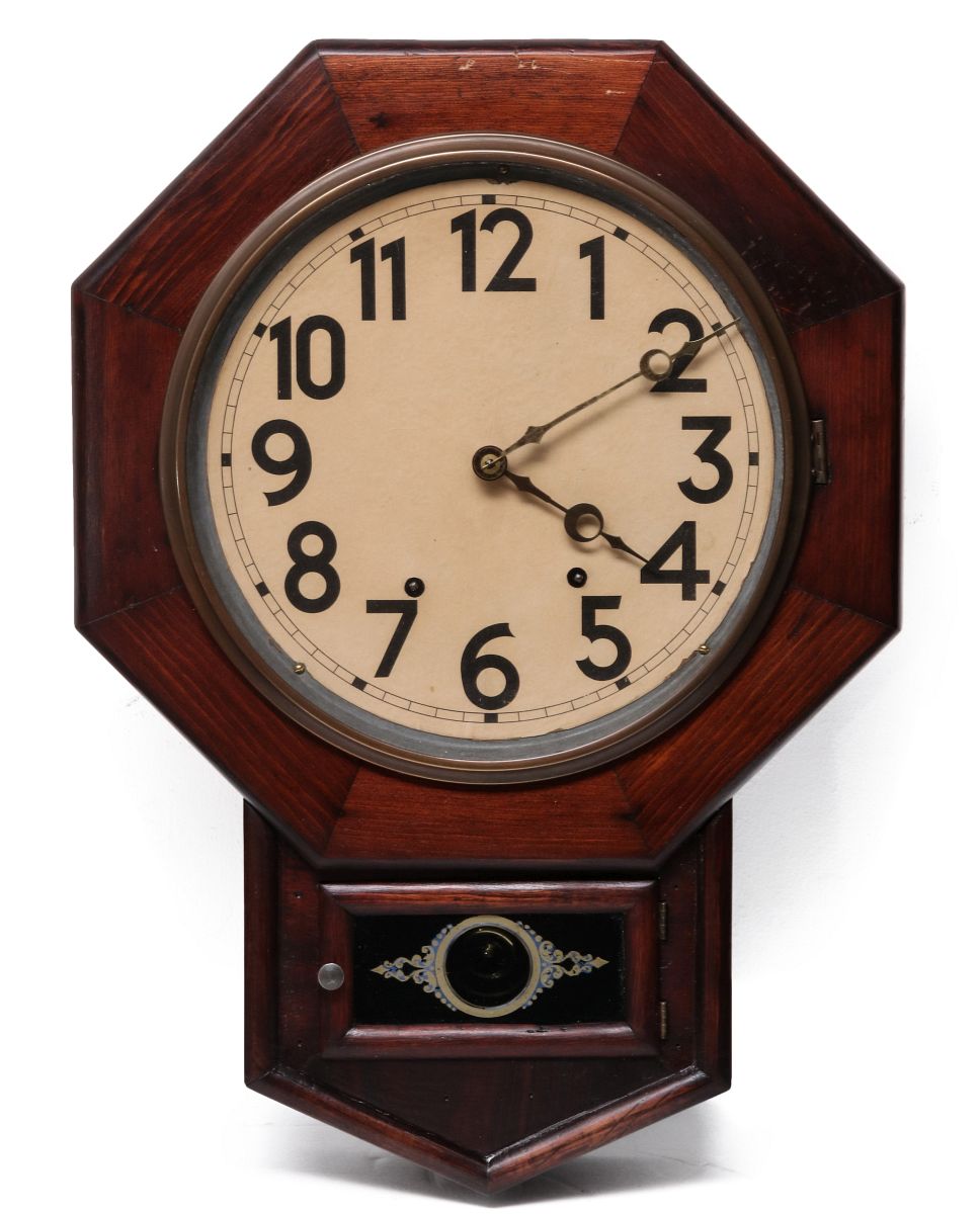 A SETH THOMAS SCHOOLHOUSE CLOCK