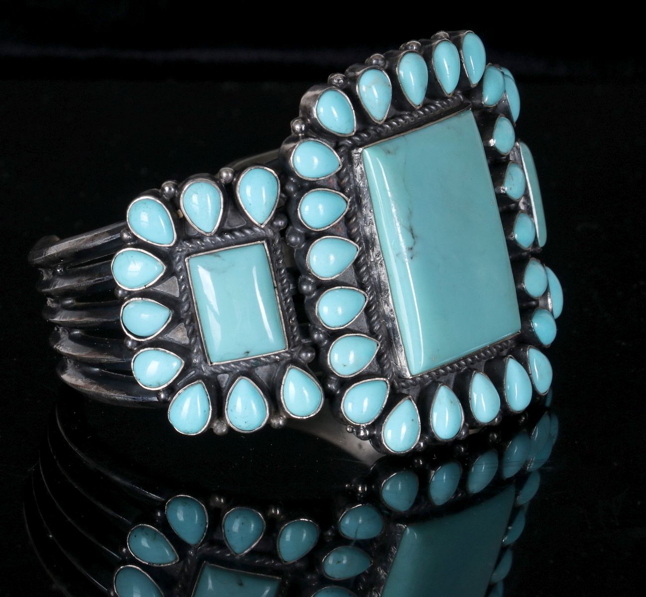 ANTHONY SKEETS TEARDROP TURQUOISE CLUSTER BRACELET