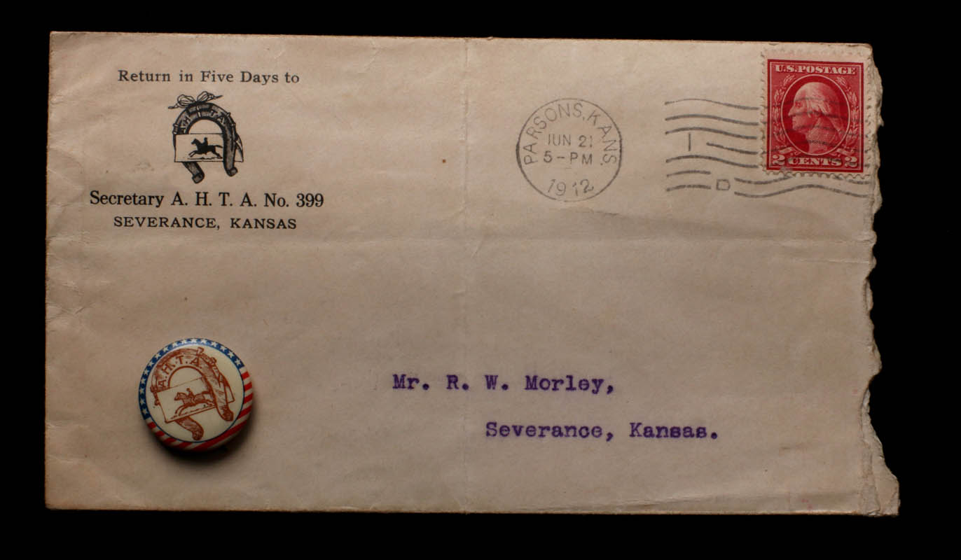 ANTI-HORSE THIEF ASSOC. ENVELOPE & PIN-BACK BUTTON