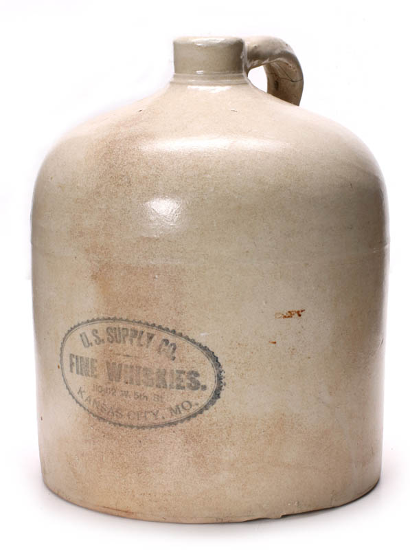 MACOMB POTTERY STONEWARE 'WHISKIES' JUG