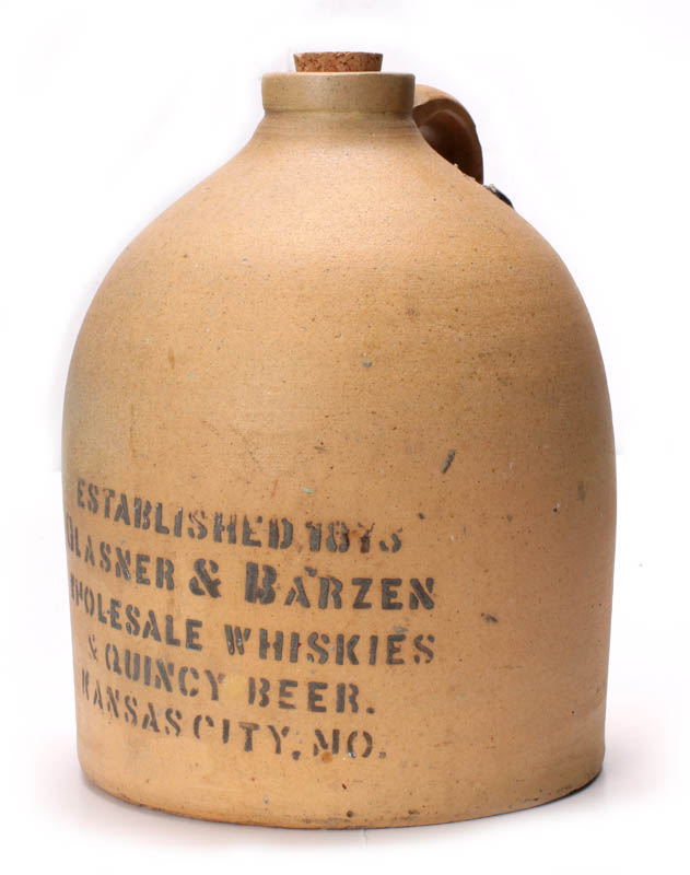 A 19TH CENTURY KANSAS CITY WHISKEY STONEWARE JUG