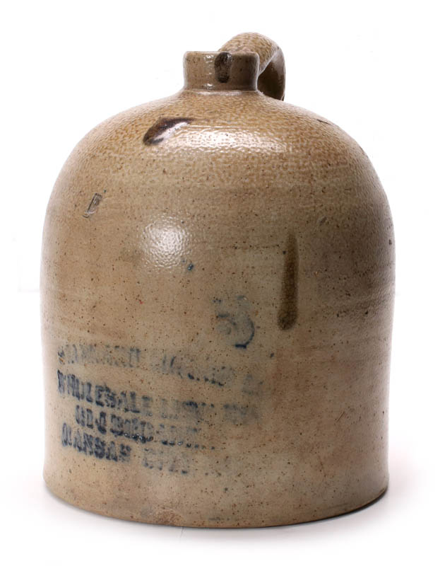 A 19TH CENTURY KANSAS CITY WHISKEY STONEWARE JUG