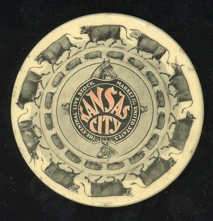 A KANSAS CITY LIVESTOCK CELLULOID ADVTG PINBACK