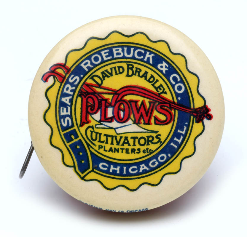 SEARS BRADLEY PLOWS CELLULOID ADVTG TAPE MEASURE