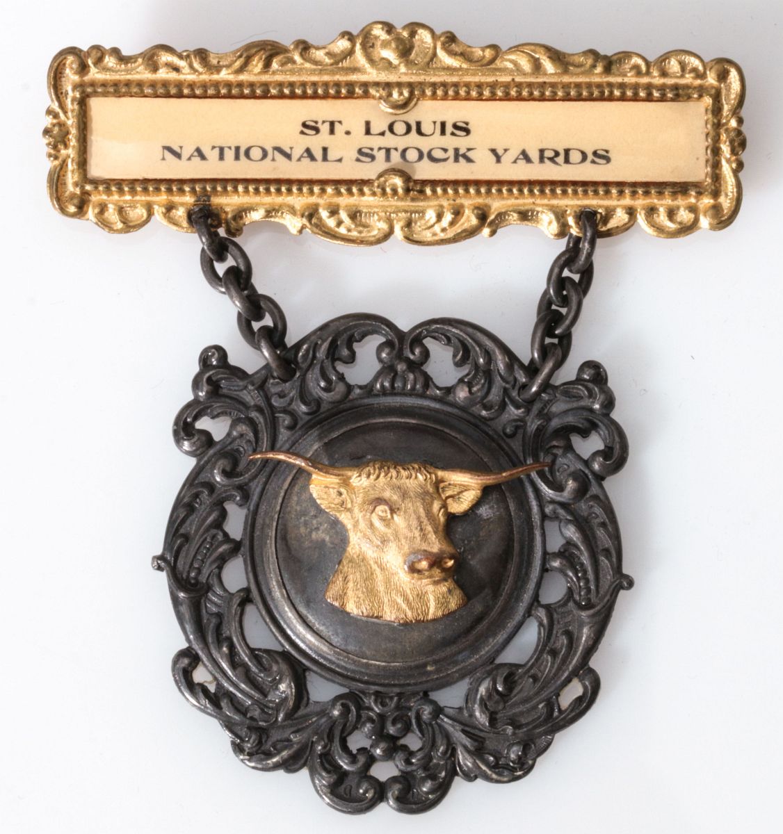 A ST. LOUIS NATIONAL STOCK YARDS BADGE CIRCA 1900