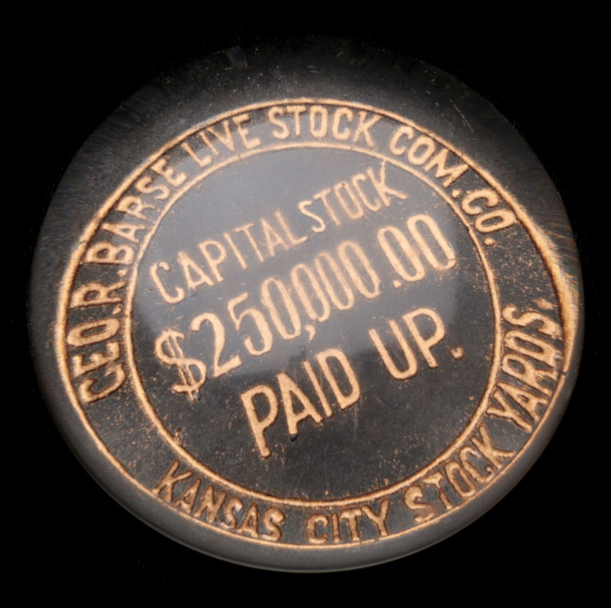 KANSAS CITY STOCK YARDS ADVERTISING PAPERWEIGHT