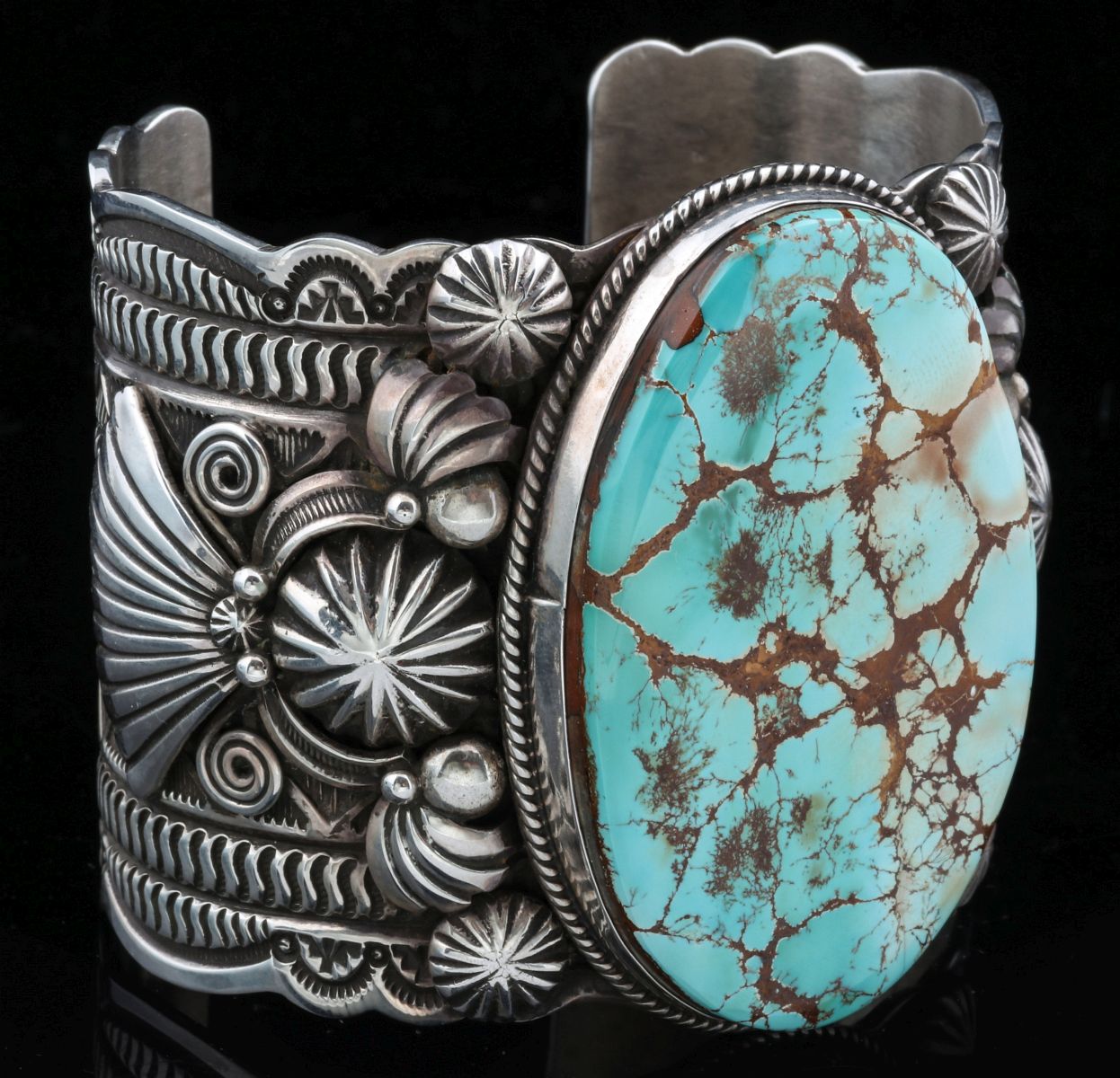 FINE DARRELL CADMAN NEVADA TURQUOISE SILVER CUFF