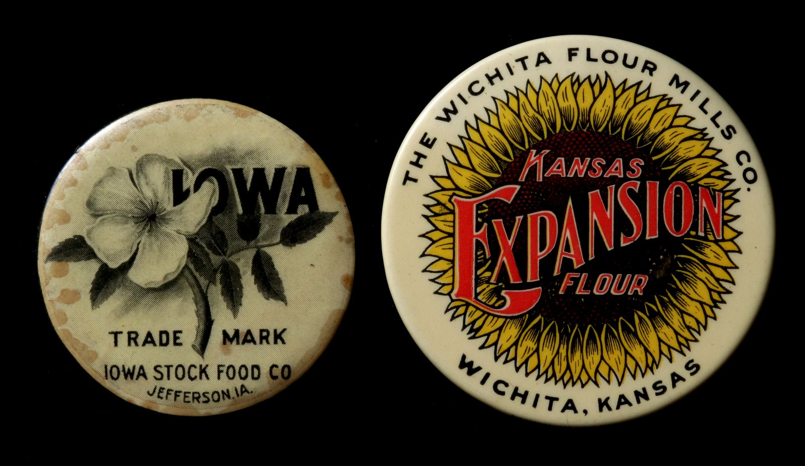 FLOUR AND STOCK FOOD ADVTG POCKET MIRRORS C. 1900