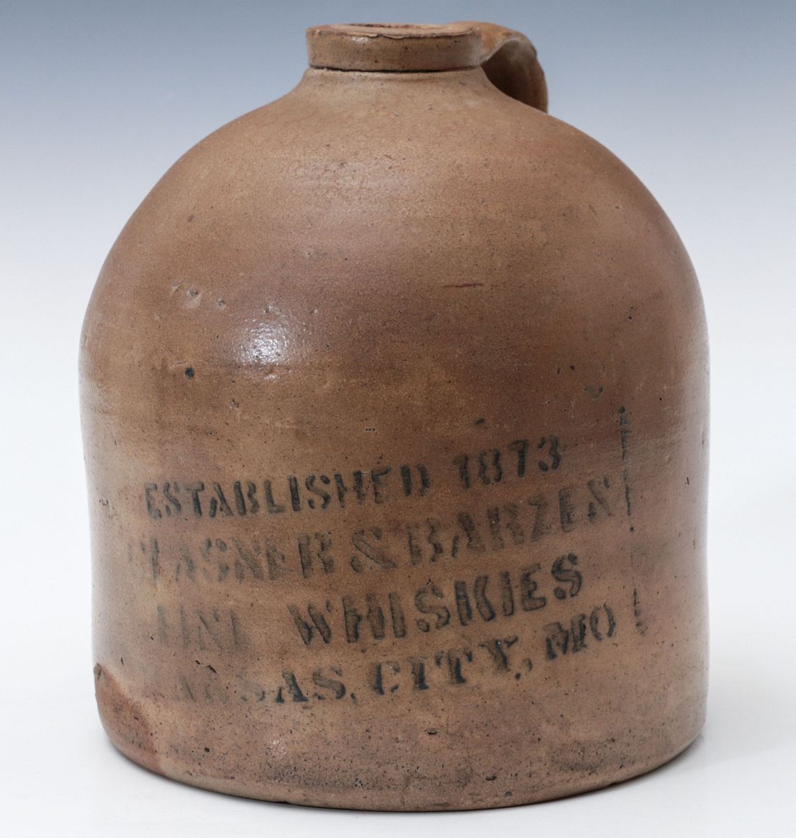 A GLASNER & BARZEN KANSAS CITY 'WHISKIES' JUG