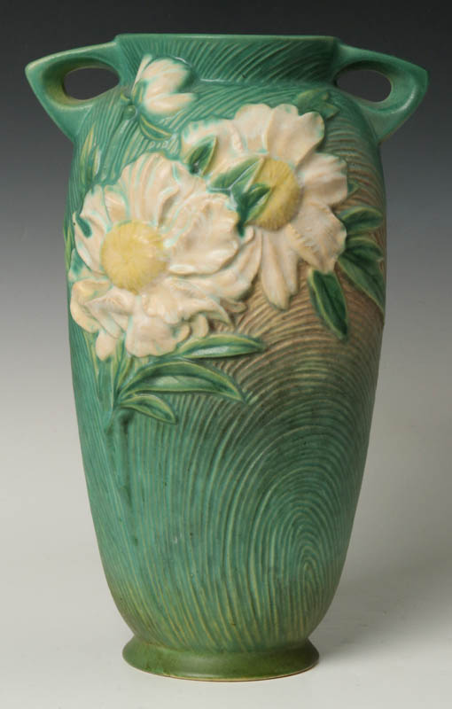 A ROSEVILLE 'PEONY' 12-INCH ART POTTERY VASE