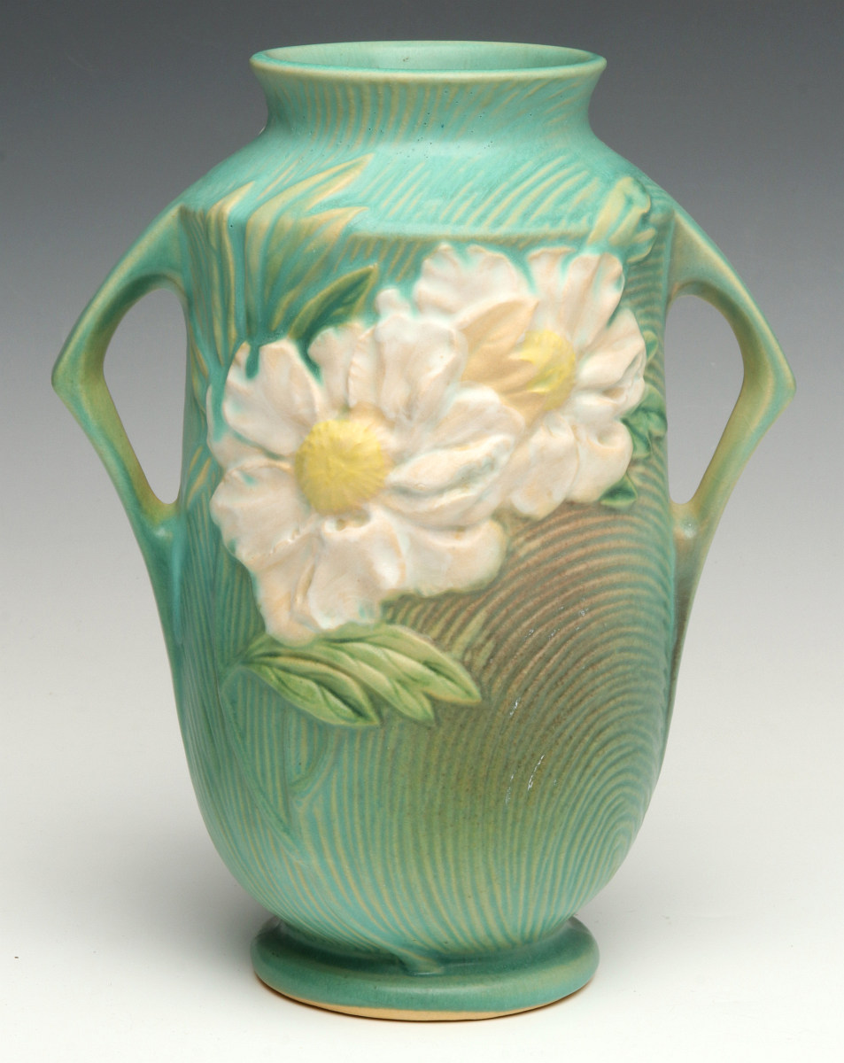 A ROSEVILLE 'PEONY' 9-INCH ART POTTERY VASE