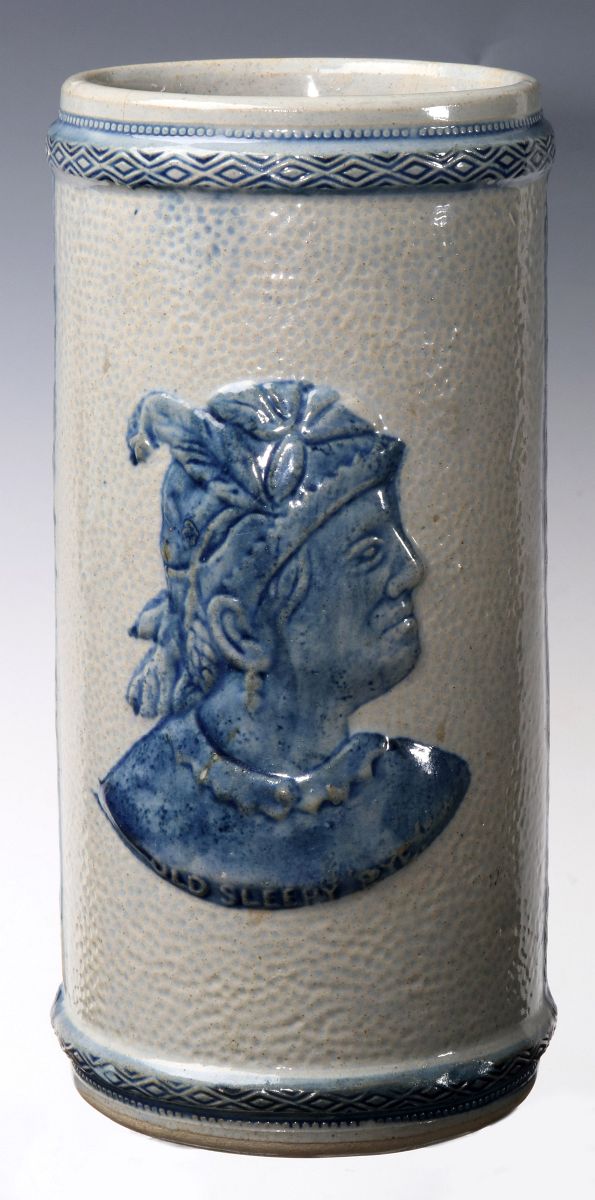 A WESTERN STONEWARE VASE WITH OLD SLEEPY EYE