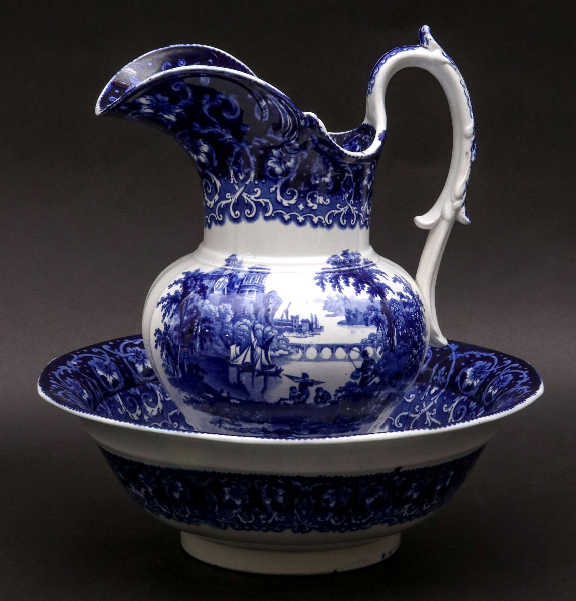 TIVOLI FLOW BLUE WASHSTAND PITCHER AND BOWL