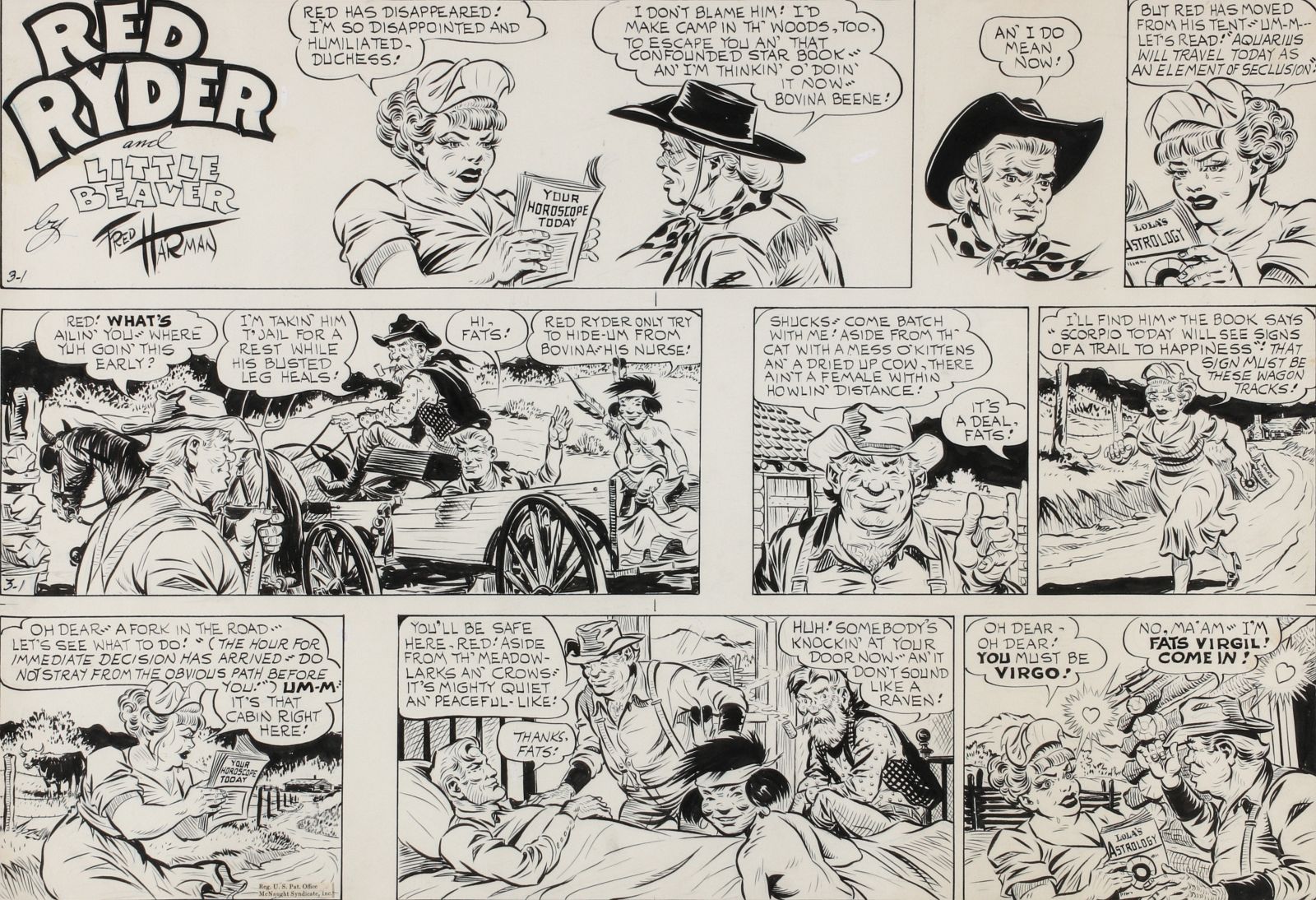 FRED HARMAN RED RYDER ORIG SUNDAY STRIP MARCH 1959