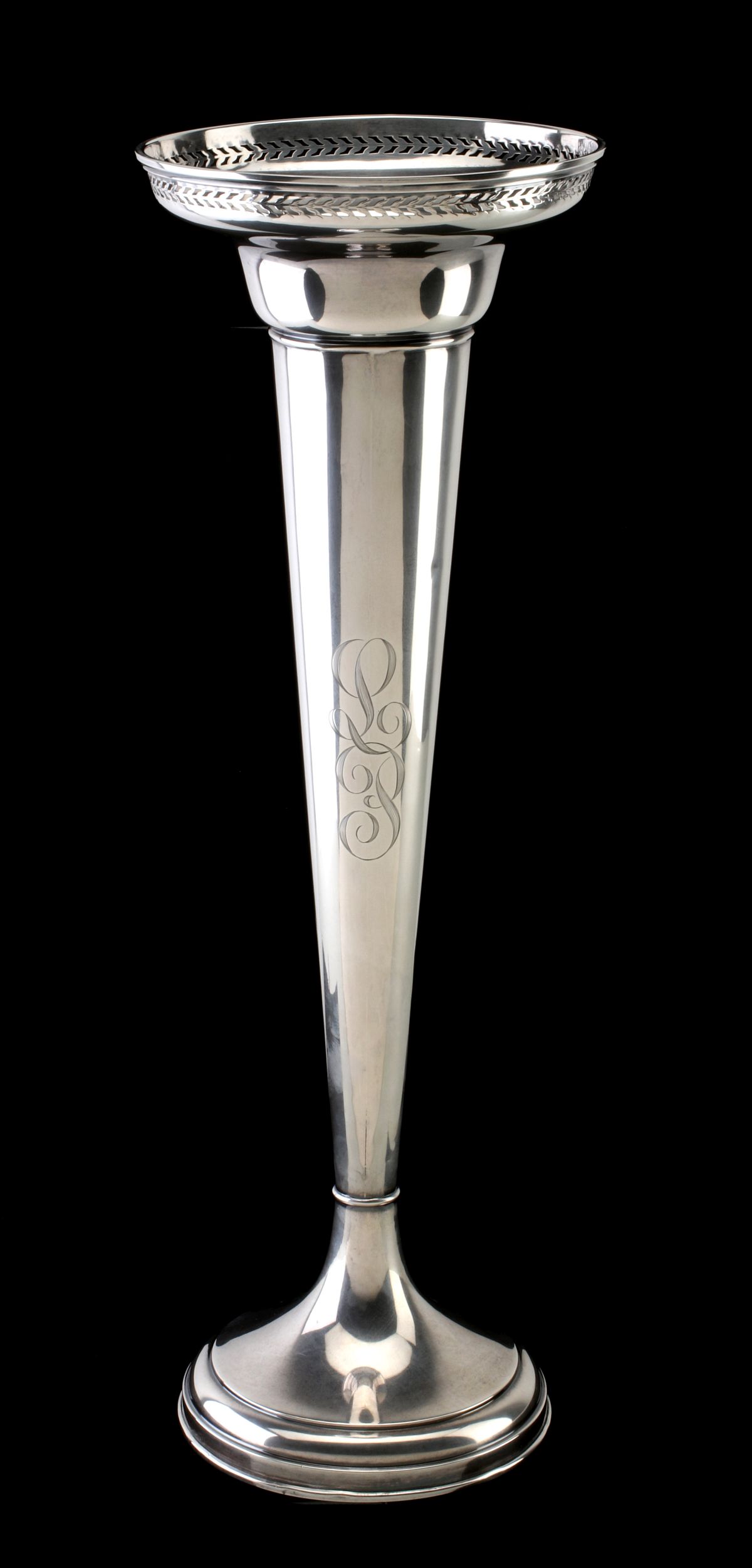 AN 18-INCH WATSON STERLING SILVER TRUMPET VASE