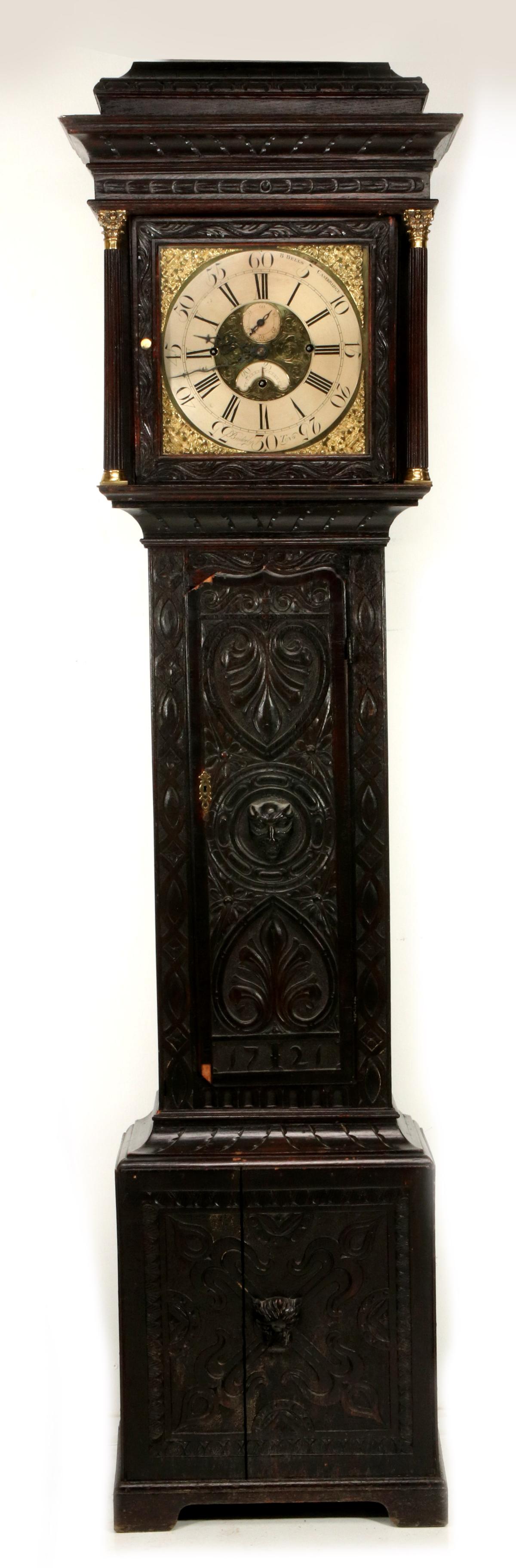 A JOHN BADDELY 18TH C ENGLISH OAK LONG CASE CLOCK