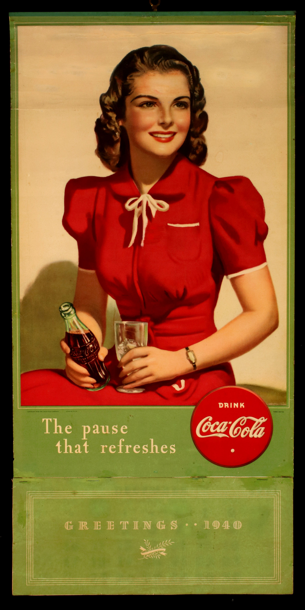 A 1940 COCA COLA ADVERTISING CALENDAR