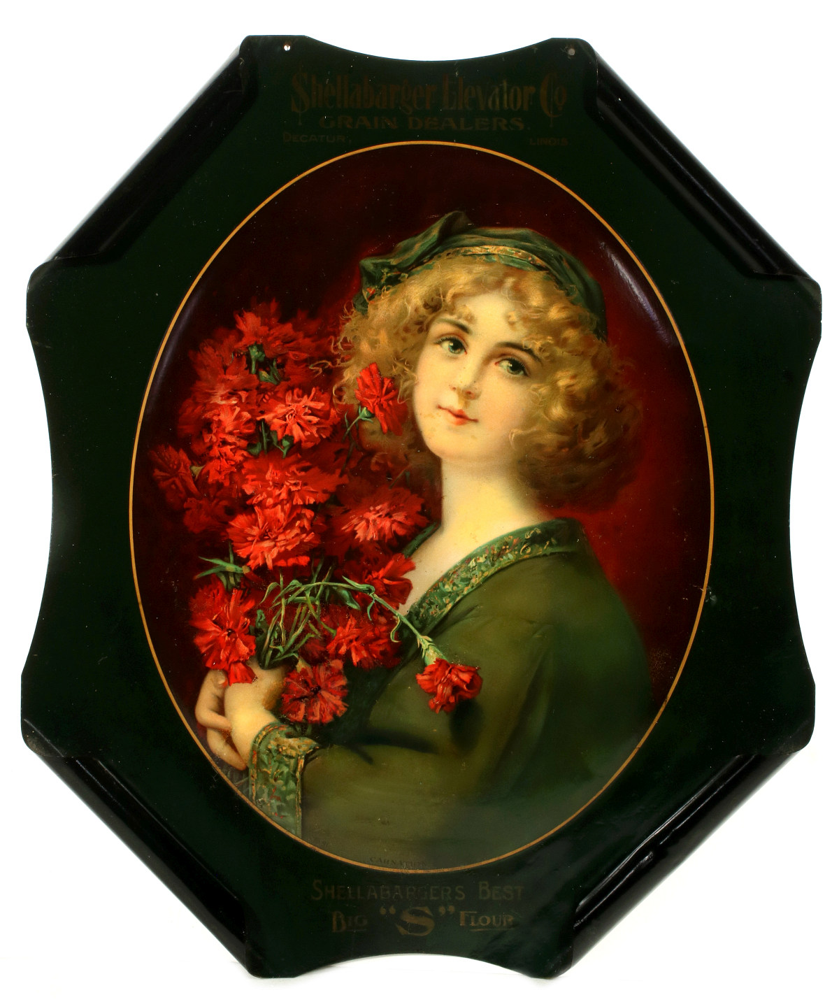 SHELLABARGER'S FLOUR SELF FRAMED TIN SIGN C. 1908