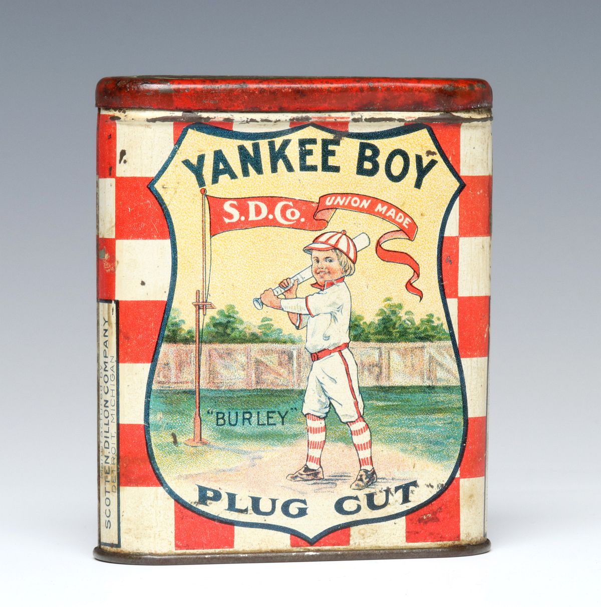 A YANKEE BOY BRAND TOBACCO POCKET TIN CIRCA 1910