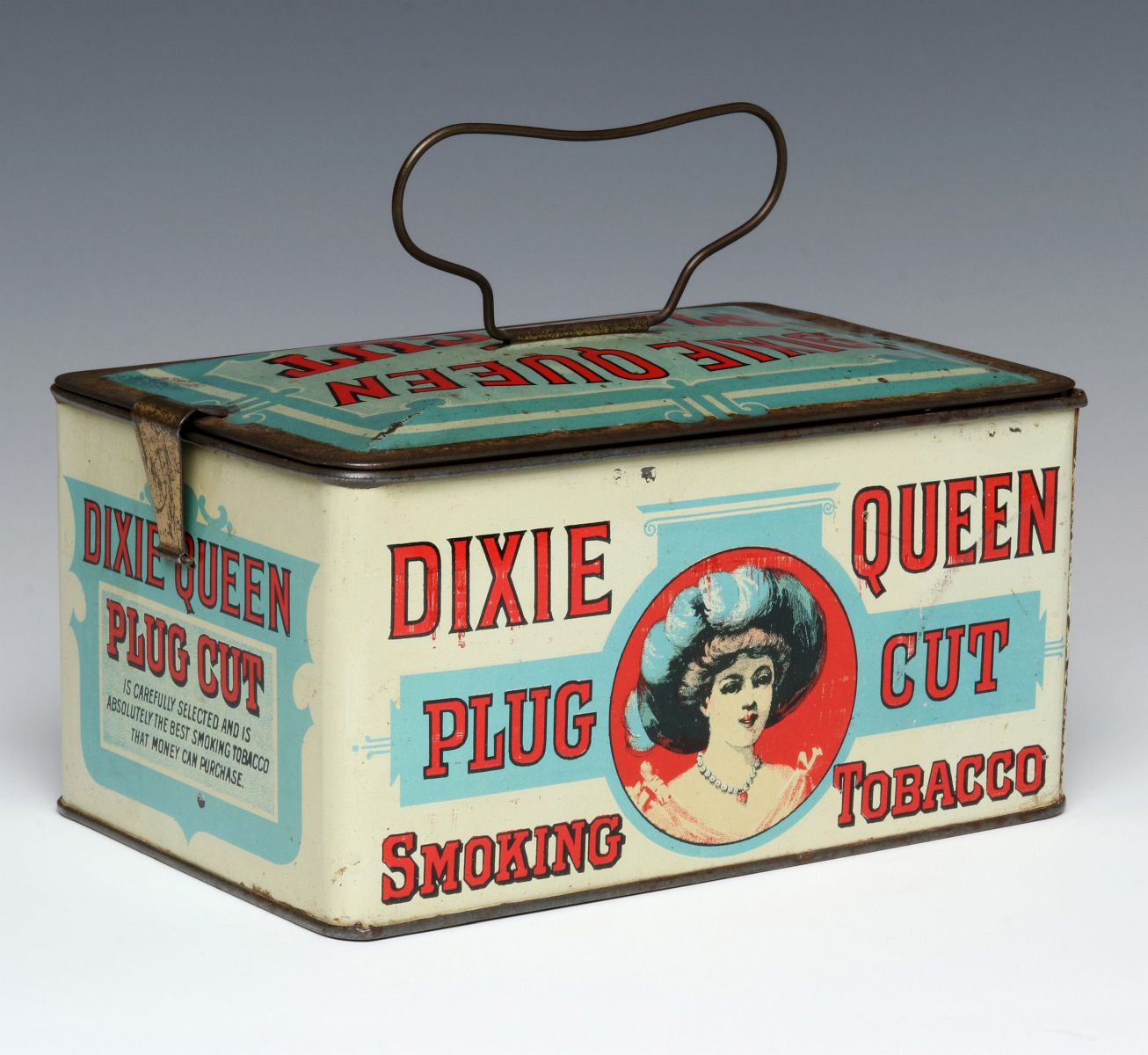 A 'DIXIE QUEEN' BRAND TIN LITHO TOBACCO PAIL