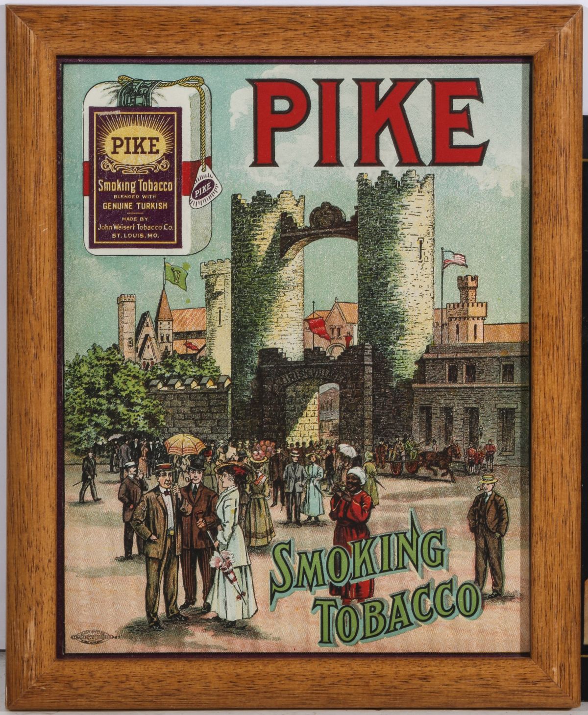 A RARE PIKE SMOKING TOBACCO ADVERTISING SIGN