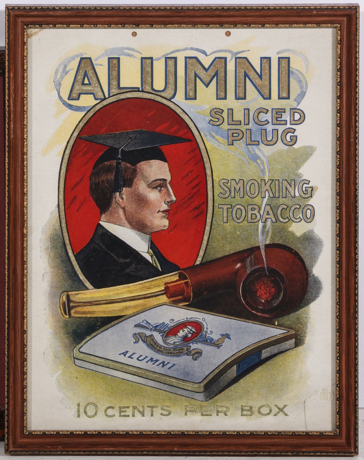 A RARE ALUMNI BRAND TOBACCO ADVERTISING SIGN