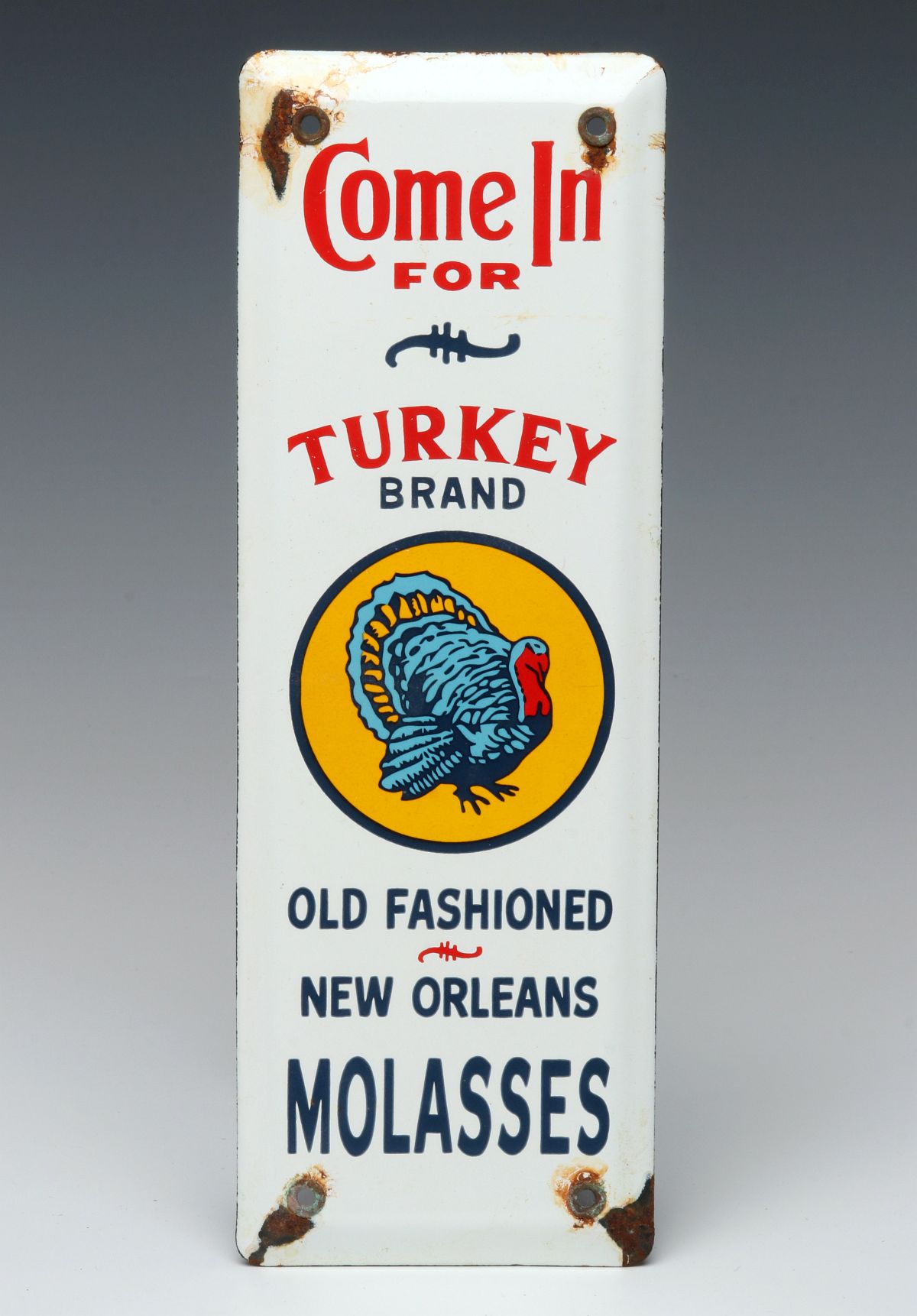 A RARE TURKEY BRAND MOLASSES PORCELAIN DOOR PUSH