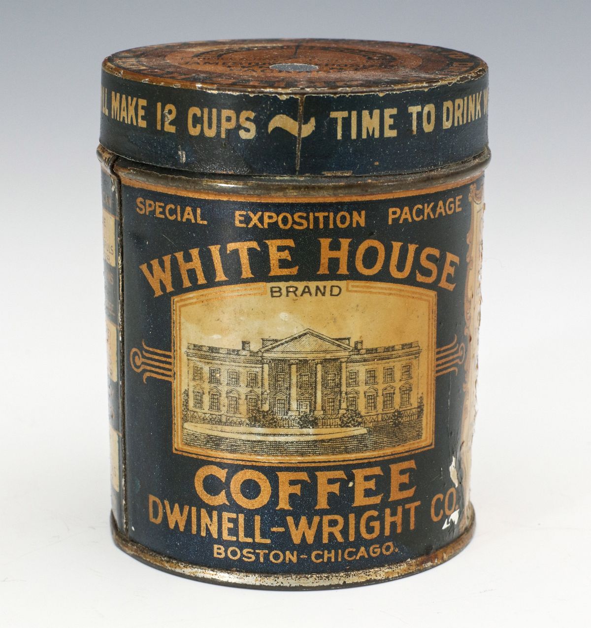 A MINIATURE JAMESTOWN EXPO WHITE HOUSE COFFEE TIN