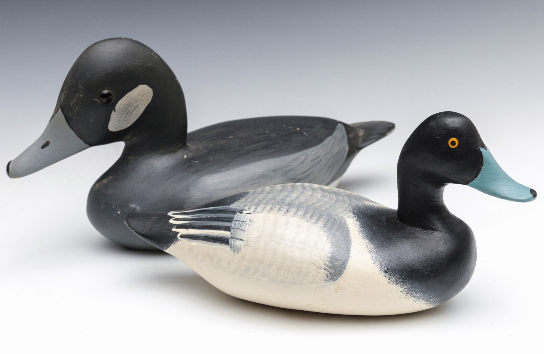 BLUEBILL DRAKE AND BUFFLEHEAD HEN MINIATURE DECOYS