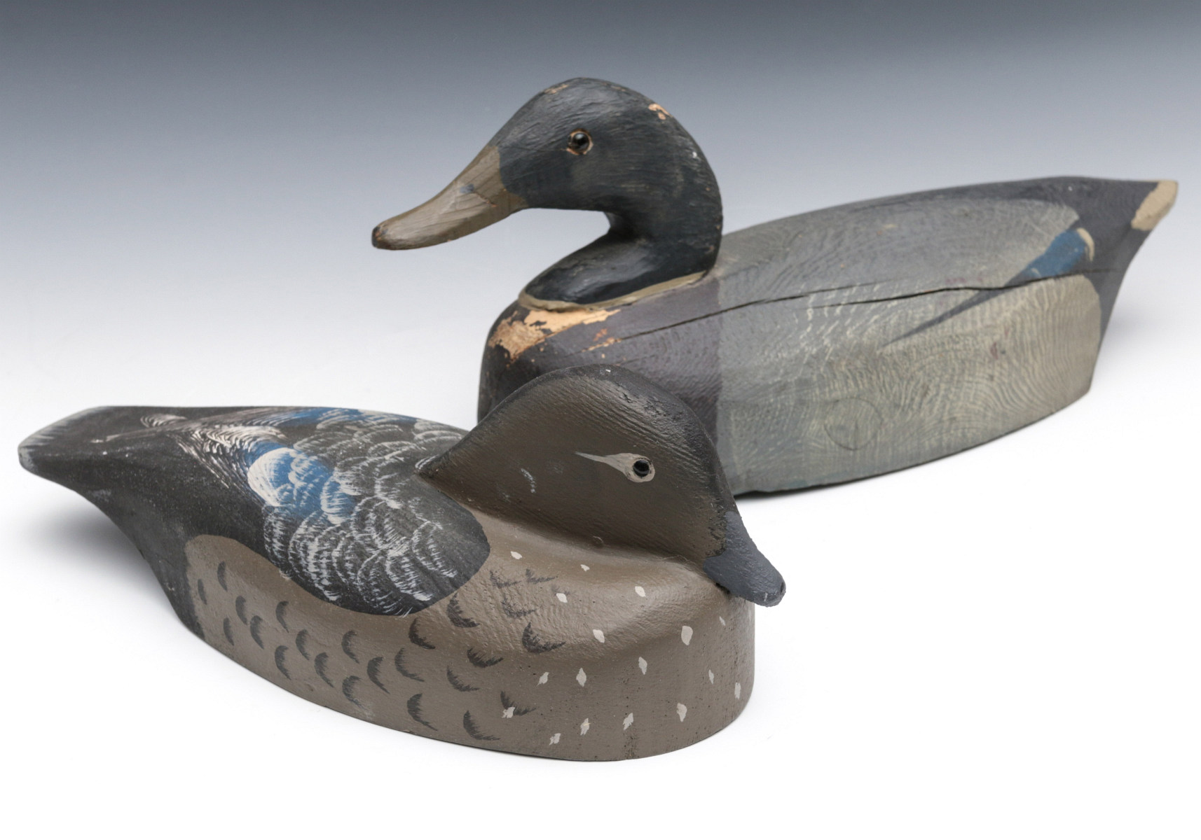 TOM MARTINDALE MALLARD DRAKE, WOOD DUCK HEN DECOYS