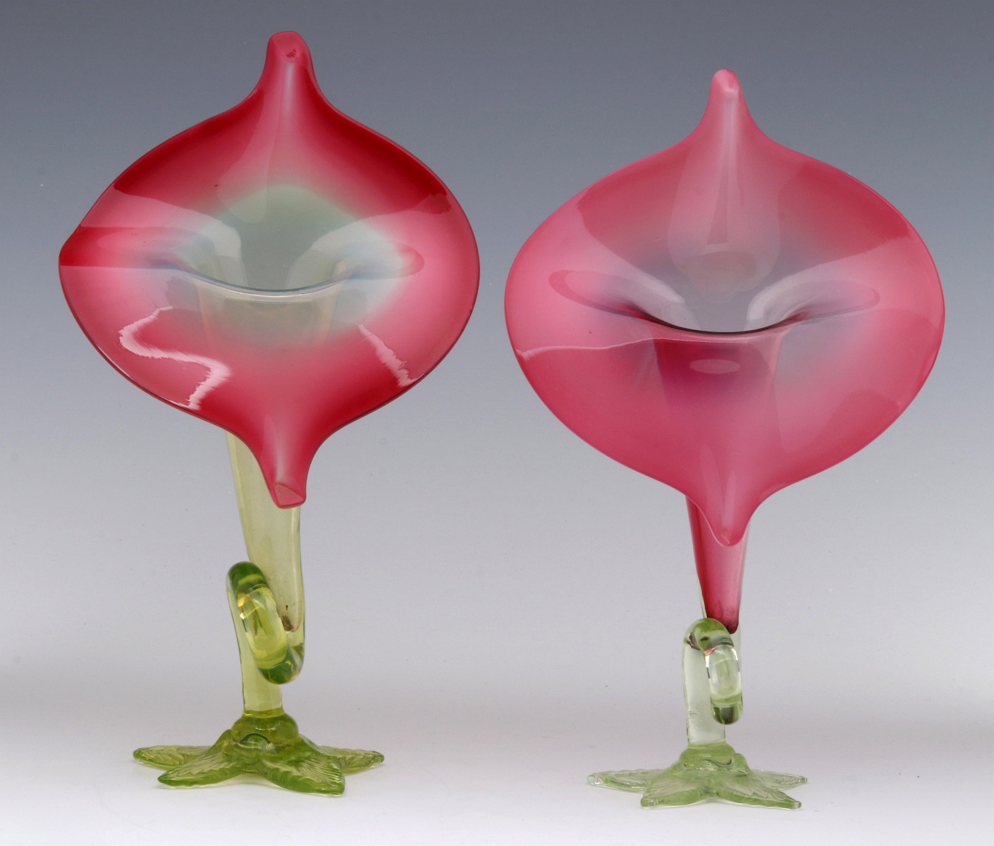 TWO RUBINA VERDE JACK-IN-THE-PULPIT VASES