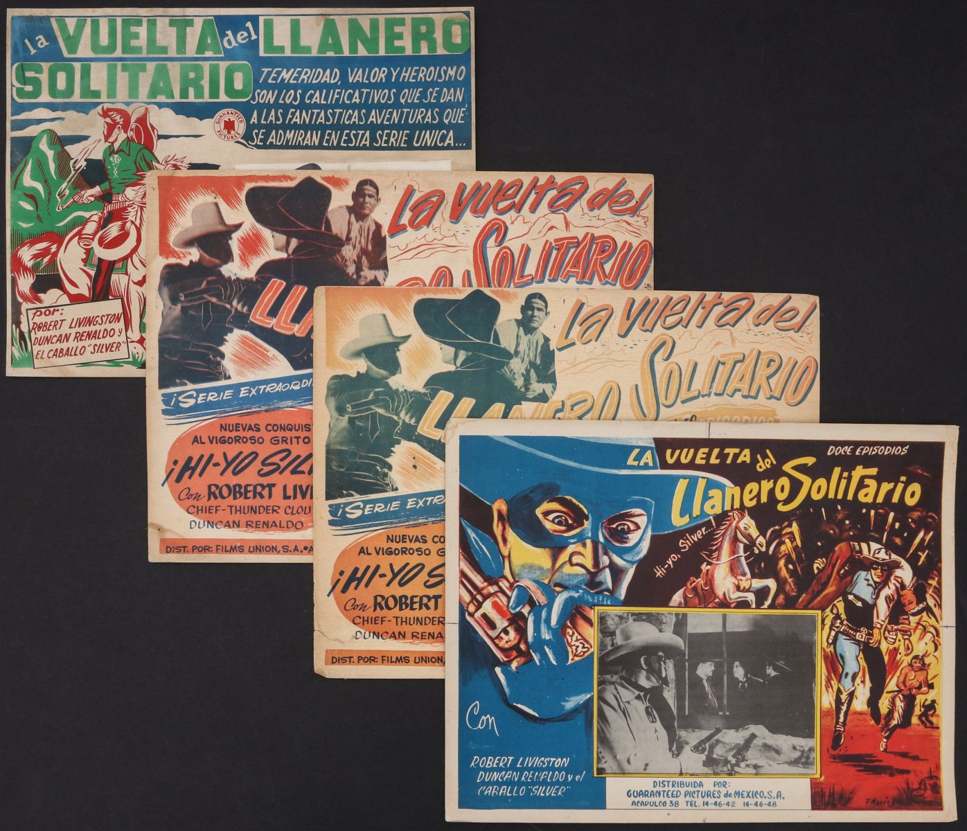 FOUR LONE RANGER MEXICAN CINEMA LOBBY CARDS