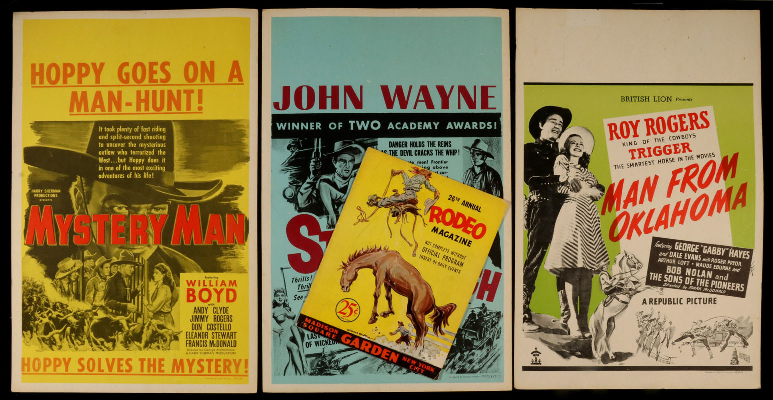 THREE VINTAGE WESTERN MOVIE CARDSTOCK POSTERS