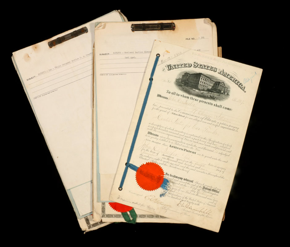 THREE PULLMAN RAILROAD EQUIPMENT PATENT DOCUMENTS