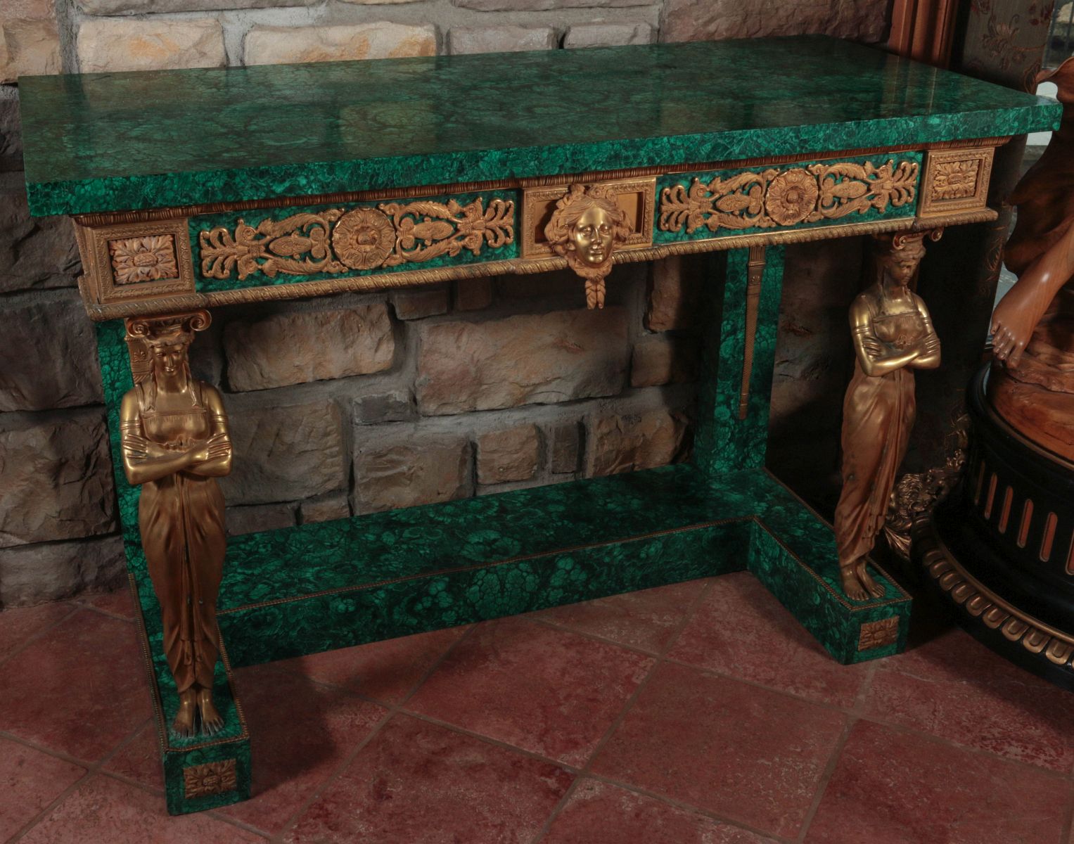 A MALACHITE AND ORMOLU CONSOLE TABLE ATTR BALDI