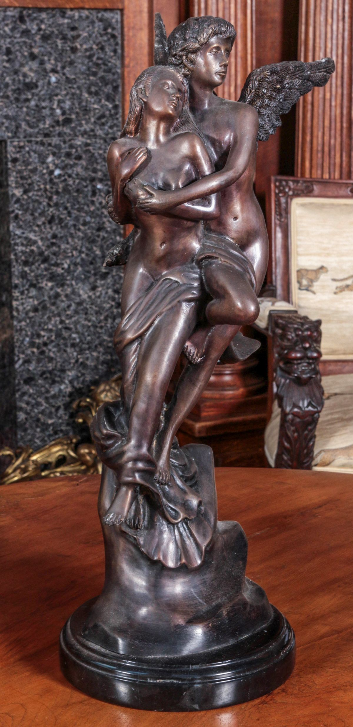 A CONTEMPORARY BRONZE SCULPTURE OF CUPID & PSYCHE