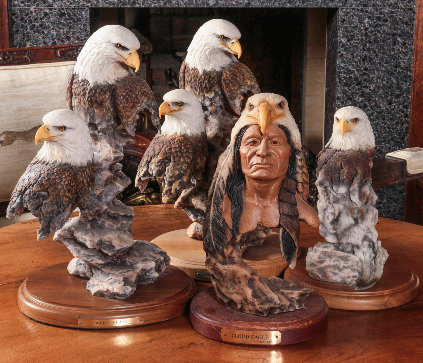 A COLLECTION OF JOE SLOCKBOWER EAGLE SCULPTURES