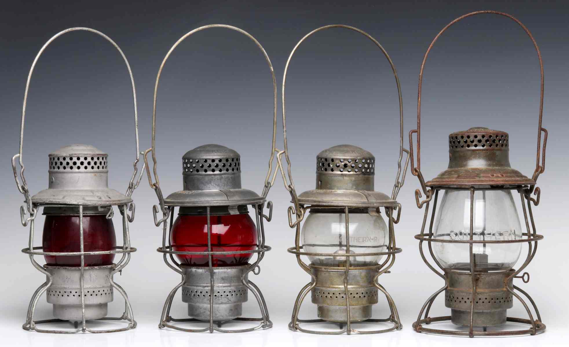 FOUR SOUTHERN RAILWAY ADLAKE LANTERNS