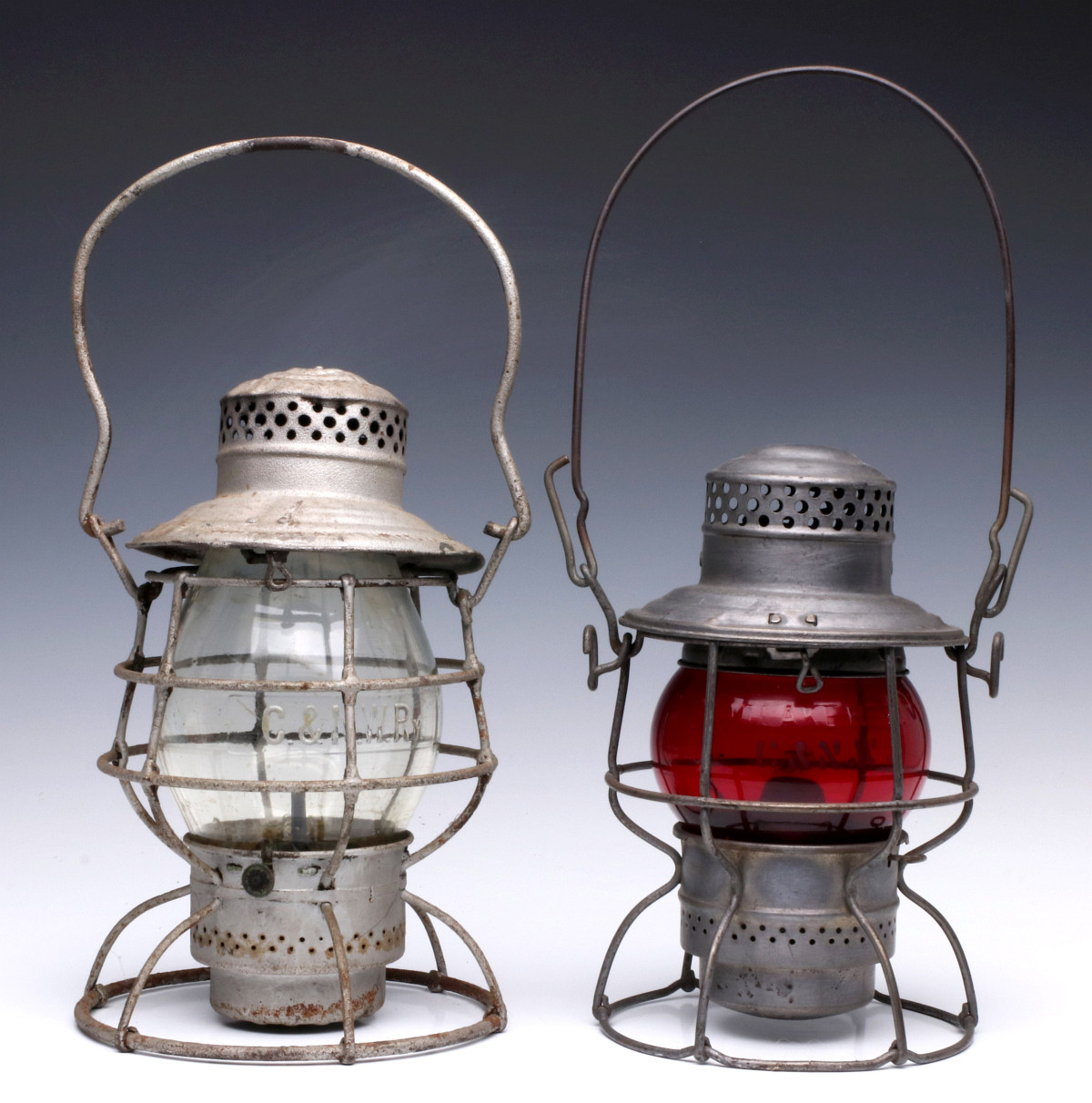 TWO CHICAGO & NORTH WESTERN RAILWAY LANTERNS