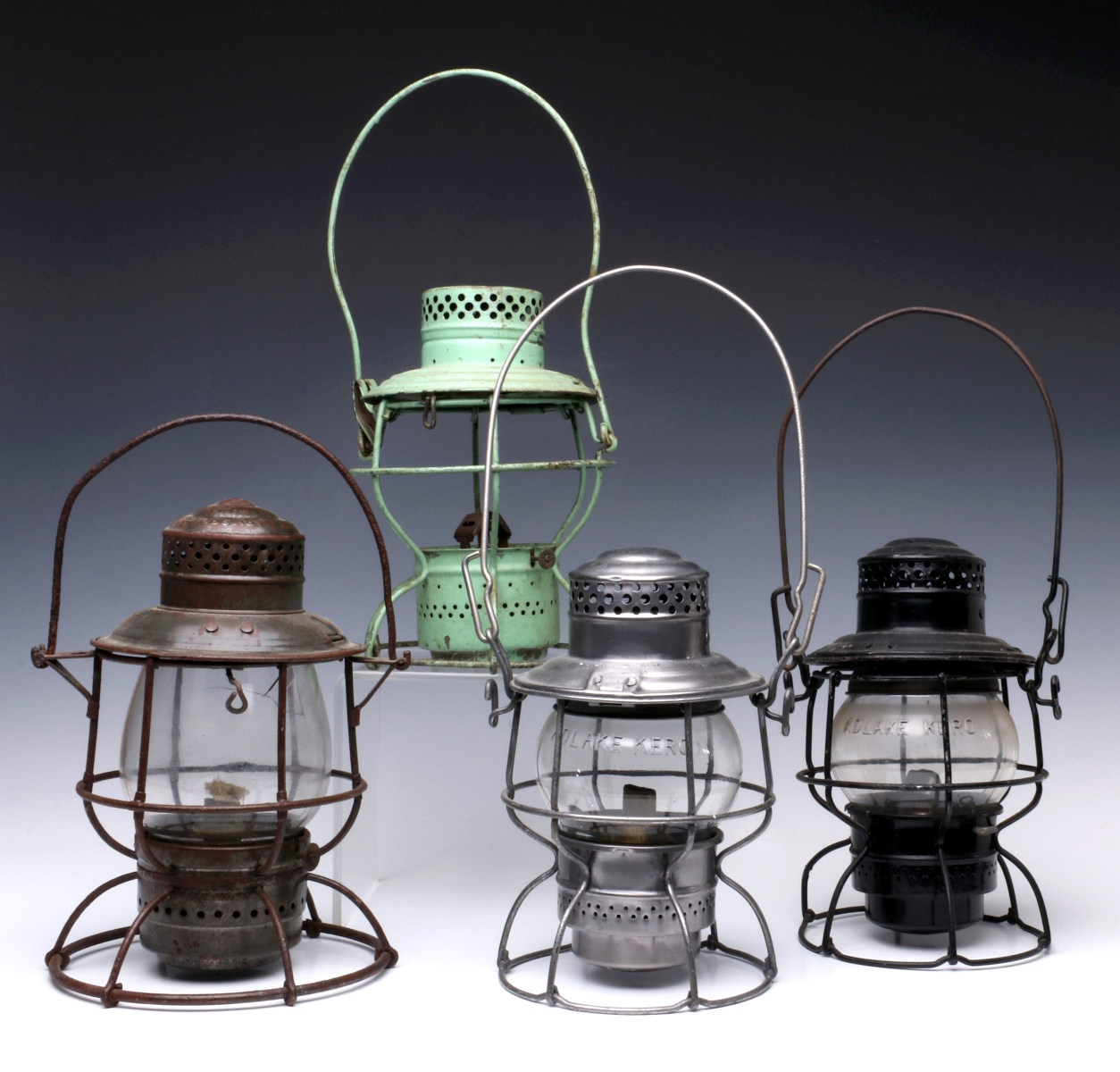 FOUR RAILROAD LANTERNS: C of G, WR of A, RF&P, FEC