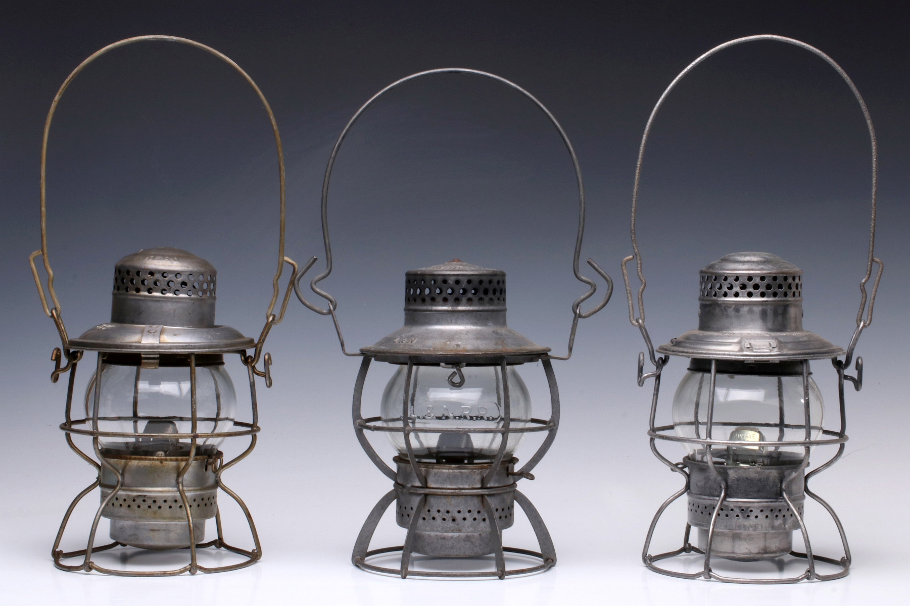 THREE RAILROAD LANTERNS: L&N, GM&O, SOUTHERN