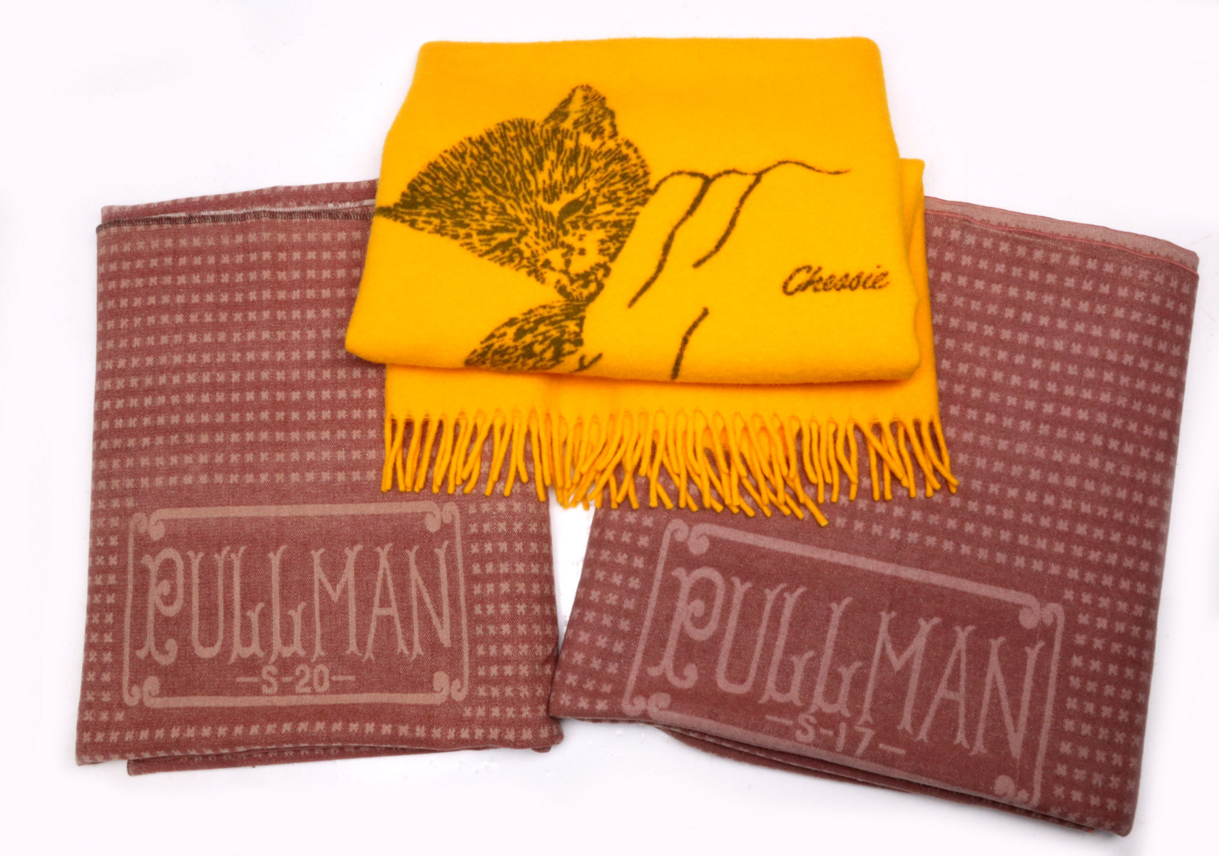 THREE PULLMAN AND C&O CHESSIE RAILROAD BLANKETS