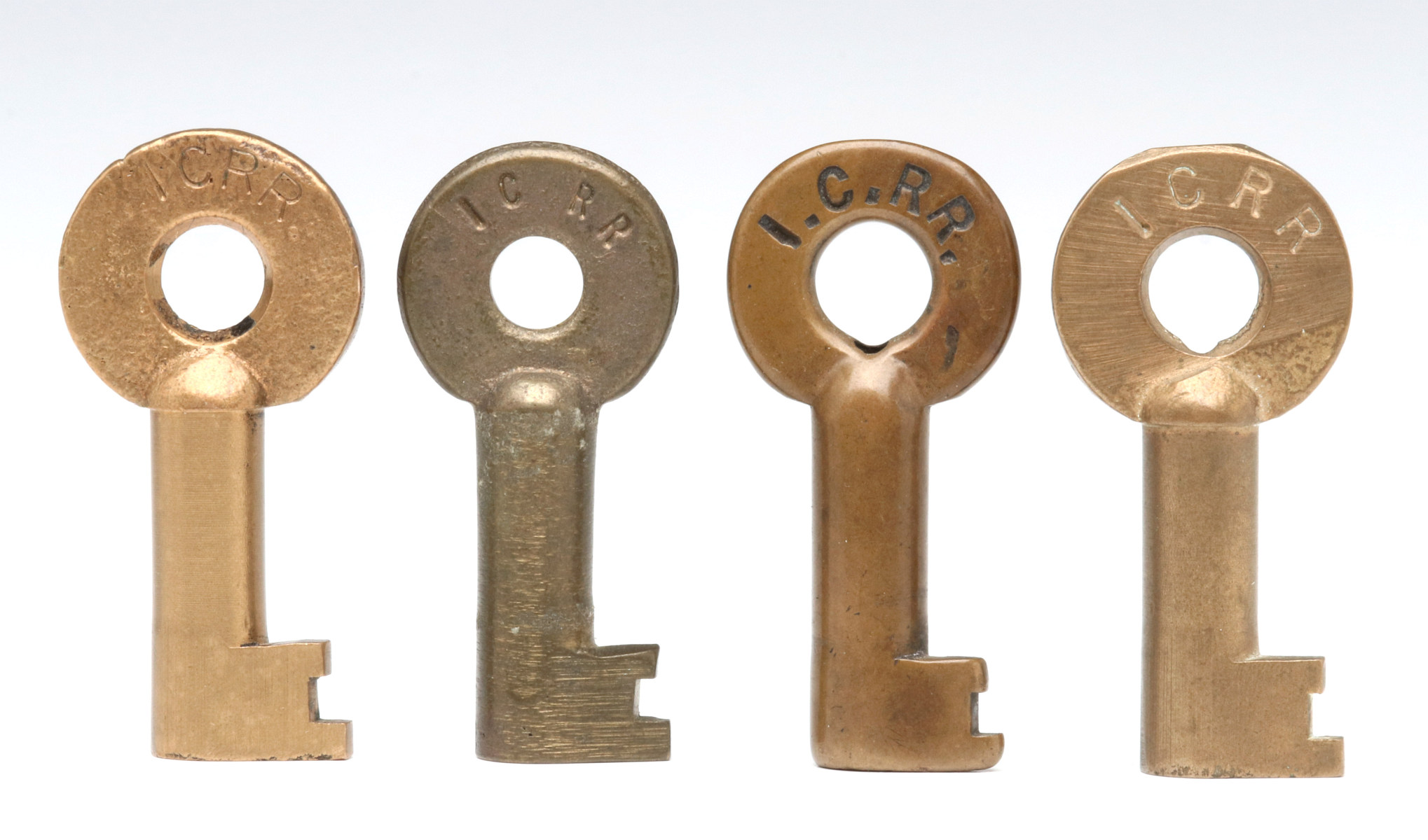 FOUR ILLINOIS CENTRAL RAILROAD SWITCH KEYS